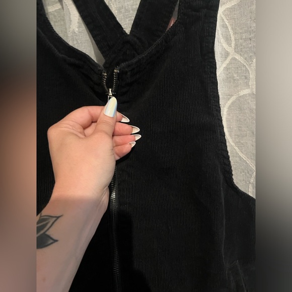 Forever 21 corduroy zipper suspended jumper skirt / dress with pockets L - NWOT - Picture 5 of 10
